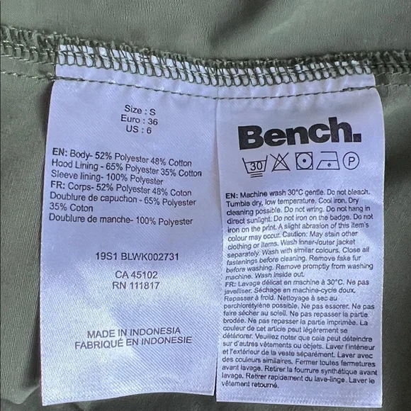 BENCH Olive Utility Convertible Drawstring Spring Jacket - Picture 7 of 7